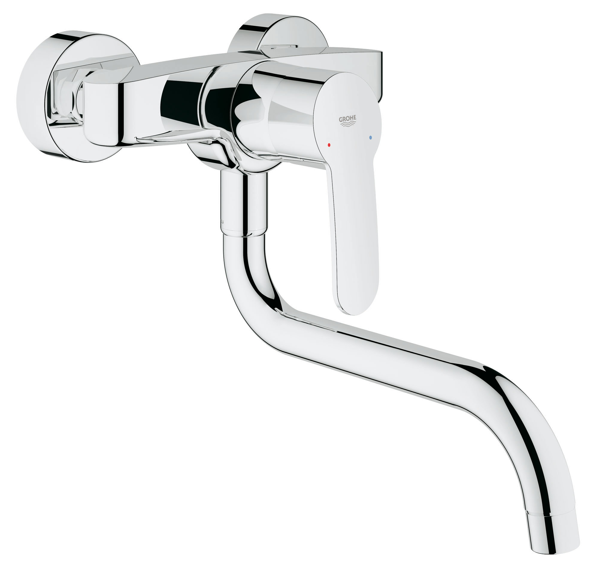 Смеситель для кухни GROHE Eurostyle Cosmopolitan для настенного монтажа (33982002)33982002 Смеситель для кухни GROHE Eurostyle Cosmopolitan для настенного монтажа (33982002)33982002GROHE Eurostyle Cosmopolitan: кухонный смеситель настенного монтажаЭтот кухонный смеситель из серии Eurostyle Cosmopolitan с износостойким хромированным покрытием GROHE StarLight станет эффектным акцентом в интерьере Вашей кухни. Он разработан специально для настенного монтажа и обеспечен множеством полезных функциональных особенностей. Например, излив можно заблокировать в неподвижном положении (в позиции 0°) либо позволить ему вращаться в радиусе 150°. Конструктивная технология GROHE SilkMove обеспечит плавность и легкость регулировки температуры и напора воды. Практичным дополнением к данному смесителю для мойки станет пластиковая полочка GROHE (18383002). Она устанавливается на верхнюю горизонтальную плоскость смесителя, легко закрепляется и обеспечивает достаточно места для удобного хранения мыла в мыльнице и губки.Особенности:Настенный монтажGROHE SilkMove керамический картридж O 46 ммGROHE StarLight хромированная поверхность Регулировка расхода водыПоворотный трубкообразный изливВыбор радиуса поворота: 0° / 150°Вынос 211 ммАэраторСкрытые S-образные эксцентрики