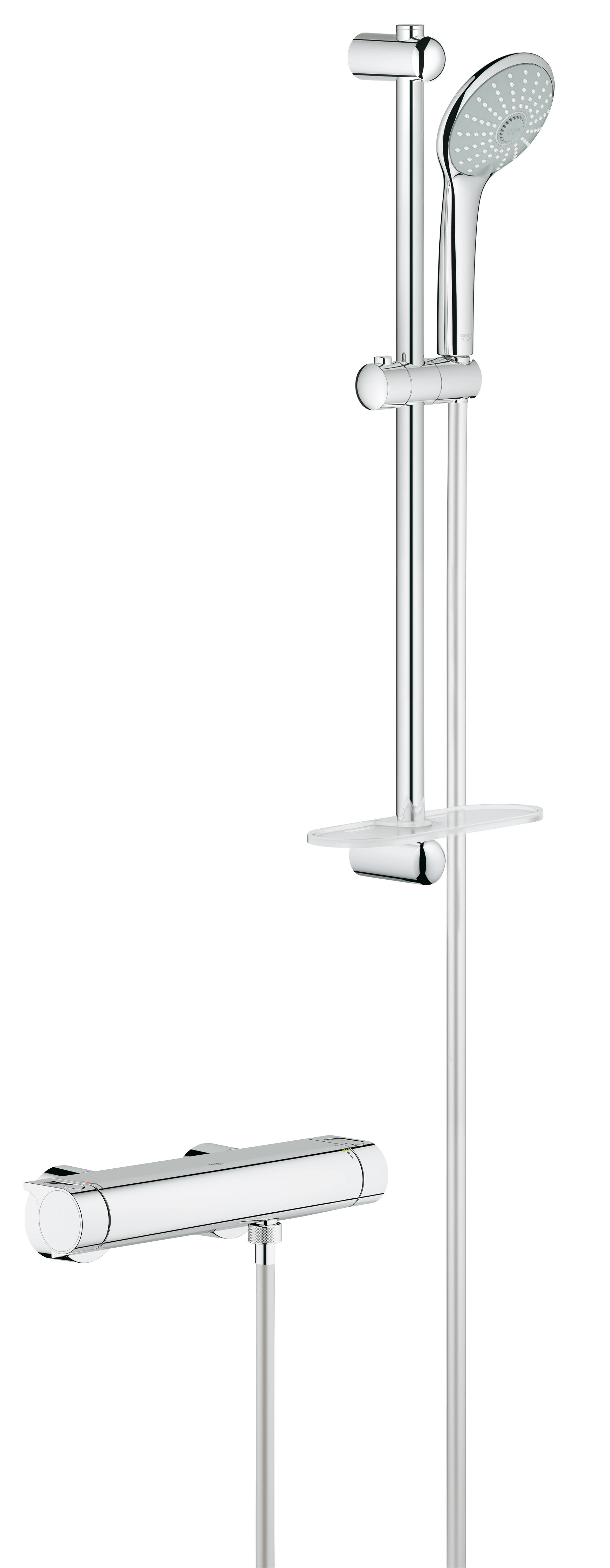 Термостат для душа Grohe Grohtherm 2000 New с душевым гарнитуром Euphoria Massage. (34195001)34195001 Термостат для душа Grohe Grohtherm 2000 New с душевым гарнитуром Euphoria Massage. (34195001)34195001Настенный монтаж GROHE CoolTouch безопасный корпус GROHE StarLight хромированная поверхностьGROHE TurboStat встроенный термоэлемент GROHE EcoJoy - технология совершенного потока при уменьшенном расходе водыВстроенный стопор смешанной воды Carbodur керамический вентиль 1/2?, 180° Рукоятка расхода с экономичной кнопкой GROHE EcoButtonИ индивидуально устанавливаемым стопором Стопор безопасности при 38°C Отвод для душа снизу 1/2? Встроенные обратные клапаны Грязеулавливающие фильтры Скрытые S-образные эксцентрики С защитой от обратного потока Euphoria Massage Душевой гарнитур Состоит из Душевая штанга, 600 мм (27 499 000) Ручной душ Euphoria 110 Massage (27 221 000) Душевой шланг Relexaflex 1750 мм 1/2? x 1/2? (28 154 000) Мыльница (27206)Видео по установке является исключительно информационным. Установка должна проводиться профессионалами!