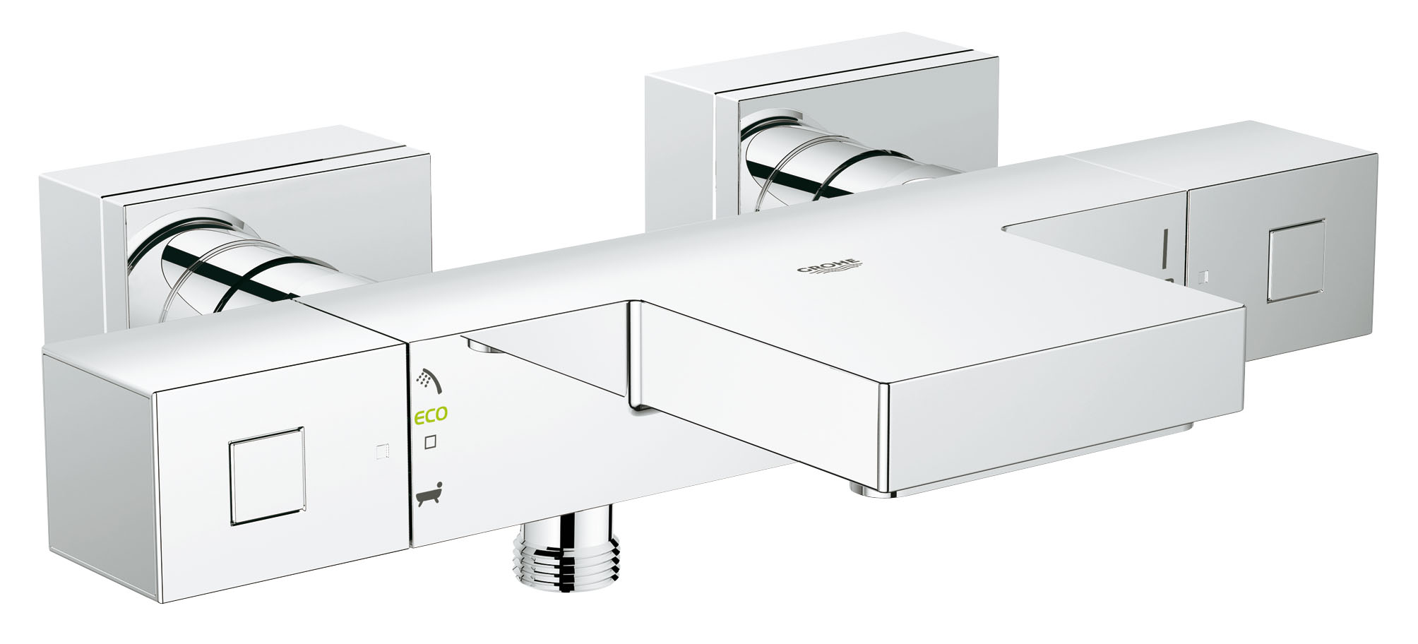Смеситель для ванны и душа GROHE Grohtherm Cube, с термостатом. 3449700034497000 Смеситель для ванны и душа GROHE Grohtherm Cube, с термостатом. 3449700034497000GROHE Grohtherm Cube: термостат для ванны с самыми современными технологиями для роскошных банных процедур Благодаря своему широкому каскадному изливу этот прогрессивный высокоточный термостат привнесет в интерьер Вашей ванной комнаты особый шик. Технология GROHE TurboStat обеспечивает мгновенную подачу воды заданной температуры через выпуск для ванны или душ. Стопор SafeStop убережет Вас и Ваших детей от ошпаривания. Регулятор AquaDimmer Eco позволит Вам перенаправлять поток воды между выпуском для ванны и душем, при желании ограничивая напор в целях экономии воды. Кольцевая шкала GROHE EasyLogic делает процесс настройки температуры и напора воды простым и интуитивно понятным. Благодаря износостойкому хромированному покрытию GROHE StarLight, Ваш термостат навсегда сохранит свой безупречно сияющий вид. Для поддержания его безупречной чистоты достаточно протирания сухой салфеткой.Особенности:Настенный монтаж GROHE StarLight хромированная поверхностьGROHE TurboStat встроенный термоэлемент GROHE EcoJoy - технология совершенного потока при уменьшенном расходе водыВстроенный стопор смешанной воды GROHE AquaDimmer Plus многофункциональный - регулировка расхода - переключатель: ванна/душ - GROHE EcoButton (встроенная кнопка с функцией экономии воды для душа) Стопор безопасности при 38°C Отвод для душа снизу 1/2? Аэратор Встроенные обратные клапаны Грязеулавливающие фильтры Скрытые S-образные эксцентрики С защитой от обратного потока GROHE XL WaterfallВидео по установке является исключительно информационным. Установка должна проводиться профессионалами!