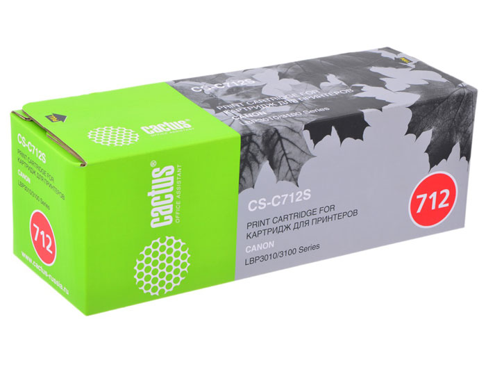 Cactus CS-C712, Black тонер-картридж для Canon LBP-3010/3100CS-C712S Cactus CS-C712, Black тонер-картридж для Canon LBP-3010/3100CS-C712SКартридж Cactus CS-C712 для лазерных принтеров Canon.Расходные материалы Cactus для лазерной печати максимизируют характеристики принтера. Обеспечивают повышенную чёткость чёрного текста и плавность переходов оттенков серого цвета и полутонов, позволяют отображать мельчайшие детали изображения. Обеспечивают надежное качество печати.
