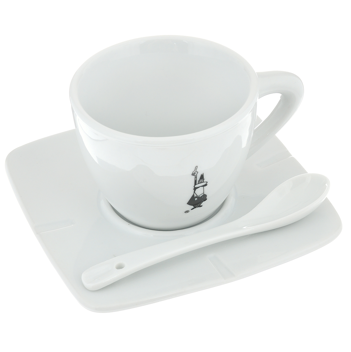 Набор для кофе Bialetti, цвет: белый, черный, 3 предмета. 9892003098920030 Набор для кофе Bialetti, цвет: белый, черный, 3 предмета. 9892003098920030Набор для кофе Bialetti состоит из чашки, блюдца и ложки, изготовленных из фарфора. Набор оригинального дизайна станет изысканным и желанным подарком любителю настоящего кофе. Можно мыть в посудомоечной машине.Объем чашки: 160 мл. Высота чашки: 6,5 см. Диаметр чашки: 8 см. Размер блюдца: 13 см х 13 см. Длина ложки: 12 см. Размер рабочей части ложки: 3,5 см х 2,3 см.