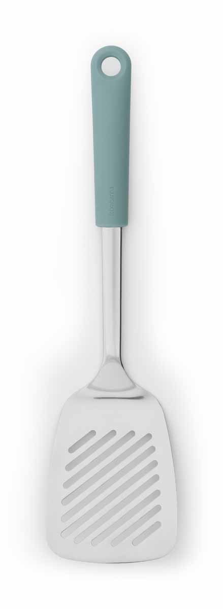 Лопатка Brabantia Tasty Colours, цвет: мятный. 107986107986 Лопатка Brabantia Tasty Colours, цвет: мятный. 107986107986Широкая лопатка из нержавеющей стали с прорезями поможет достать приготовленные продукты из жидкостей или из посуды и избавиться от ненужного жира или соуса, который стекает через прорези. Ручка из прочного пластика, рабочая часть – из нержавеющей стали. Подходит для мытья в посудомоечной машине. Удобно хранить – петелька для подвешивания.