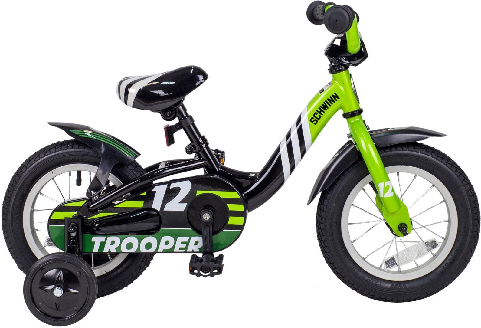 Велосипед детский Schwinn Trooper (2015) Black-Lime43247 Велосипед детский Schwinn Trooper (2015) Black-Lime43247Schwinn Trooper 2015 года – это уникальный велосипед в своем классе! Беговел и велосипед в одной модели! Перевоплощение происходит очень легко благодаря быстросъемным шатунам! Стильная модель собрана на новой прочной раме и рассчитана на мальчиков в возрасте от 1 до 3 лет. Бренд Schwinn – это традиционное качество, которое остается неизменным уже на протяжении более 100 лет. Родители оценят универсальность, безопасность и легкий вес велосипеда, а детям понравится яркий и удобный дизайн!Вилка: SchwinnСедло: Schwinn Sidewalk KidsЦепь: KMC Z410Спицы: Stainless 14gЗадняя втулка: SchwinnЗадняя покрышка: SchwinnПередняя покрышка: SchwinnРазмер рамы: 12.0