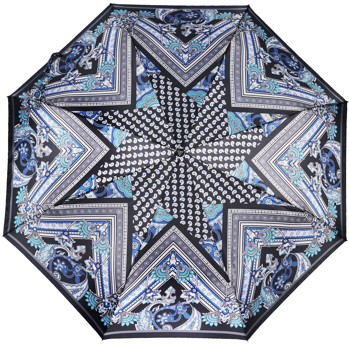 Зонт-автомат женский Fabretti, 3 сложения, цвет: черный, серый, синий. L-15110-5