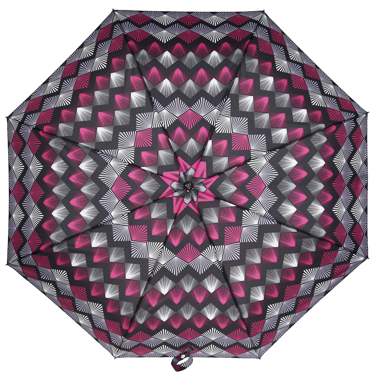 Зонт-автомат женский Fabretti, 3 сложения, цвет: черный, серый, розовый. L-15113-2
