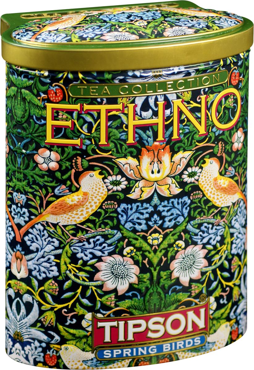 Tipson Spring Birds зеленый листовой чай, 100 г (жестяная банка)80096-00 Tipson Spring Birds зеленый листовой чай, 100 г (жестяная банка)80096-00Чай зелёный цейлонский байховый листовой Tipson Spring Birds с ароматами вишни и граната.