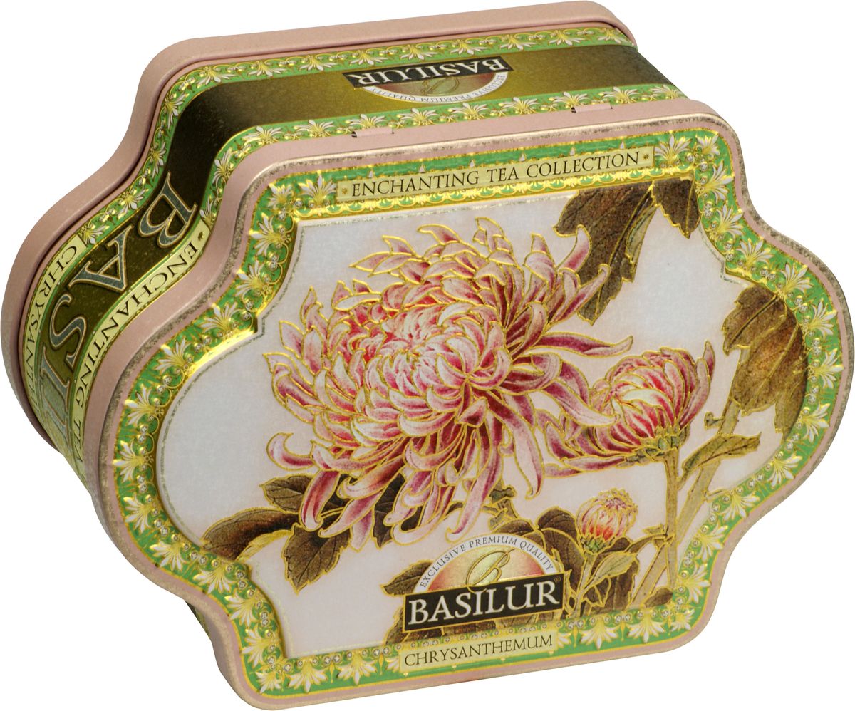 Basilur Chrysanthemum зеленый листовой чай, 100 г (жестяная банка)70996-00 Basilur Chrysanthemum зеленый листовой чай, 100 г (жестяная банка)70996-00Чай зелёный цейлонский байховый листовой Basilur Chrysanthemum с папайей, с бутонами хризантемы, лепестками цветов и ароматами миндаля и жасмина.