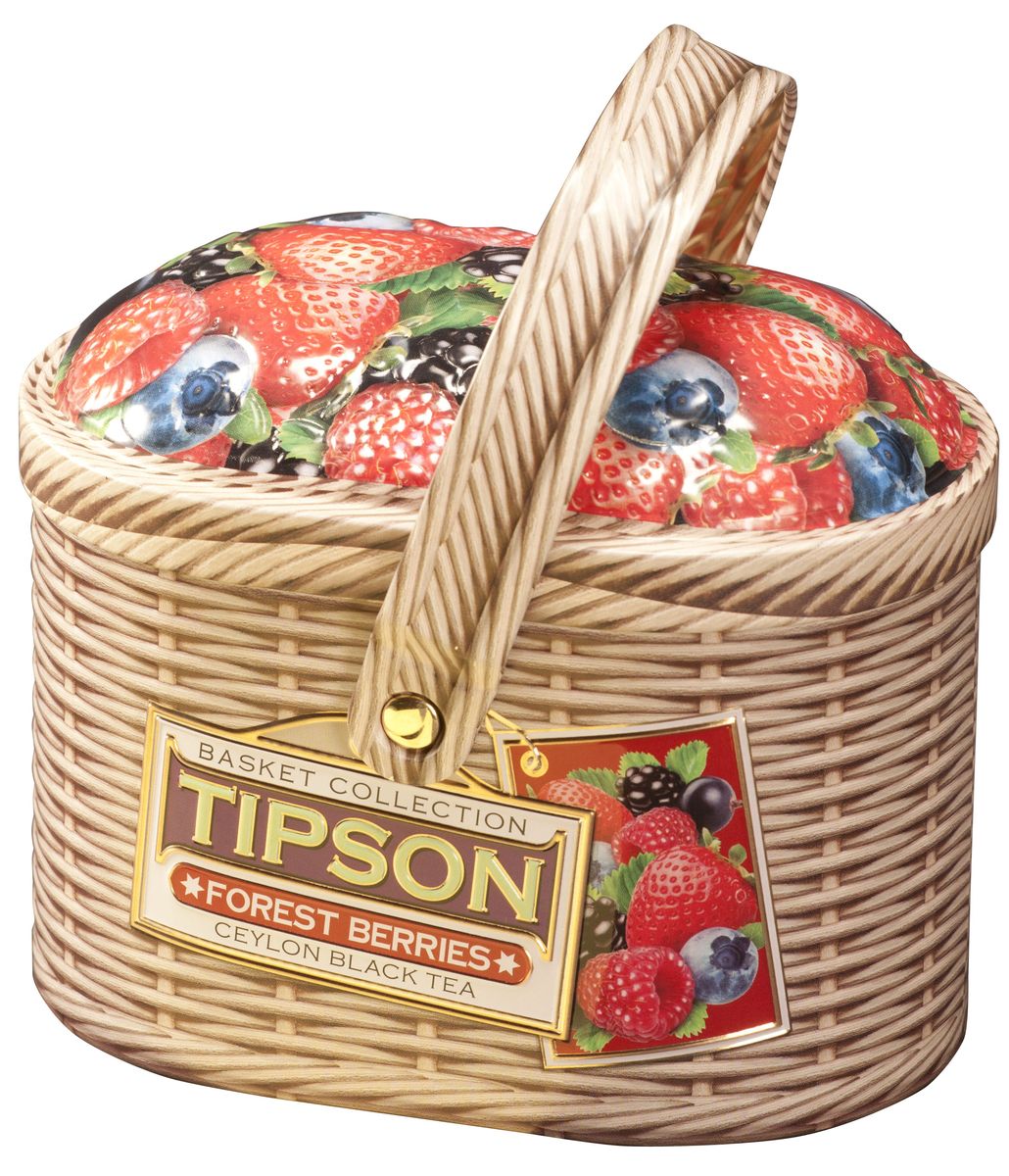 Tipson Forest Berries черный листовой чай, 100 г (жестяная банка)80054-00 Tipson Forest Berries черный листовой чай, 100 г (жестяная банка)80054-00Чай чёрный цейлонский байховый листовой Tipson Forest Berries с кусочками клубники и яблока, лепестками василька и ароматами вишни и ванили.