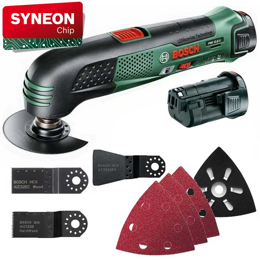 Многофункциональный инструмент Bosch PMF 10,8 Li, 2 АКБ 06031019260603101926 Многофункциональный инструмент Bosch PMF 10,8 Li, 2 АКБ 06031019260603101926Беспроводной многофункциональный инструмент с литий-ионной технологией - для большей мобильности и простой работы даже в труднодоступных местах. В работе с инструментом легко и комфортно обращаться. Плавная регулировка числа оборотов обеспечивает высокоточные результаты и увеличивает продолжительность работы аккумулятора. Исключительно высокая долговечность аккумулятора благодаря системе защиты элементов питания Bosch Electronic Cell Protection (ECP). Шлифмашина оснащена патрубком для возможности подключения пылесоса.Особенности:- угол колебаний слева/справа: 2,8°Пиление с погружным пильным полотном: - значение вибрации: 20 м/с2- коэффициент неточности: 2 м/с2.Пиление с сегментированным пильным полотном:- значение вибрации: 16 м/с2;- коэффициент неточности: 2,5 м/с2Емкость аккумуляторов 2 АчДанный инструмент оснащен уникальной технологией Syneon Chip, которая контролирует расход энергии в зависимости от степени сложности выполняемой работы. Благодаря Syneon Chip ваш инструмент работает дольше и его срок службы увеличивается!