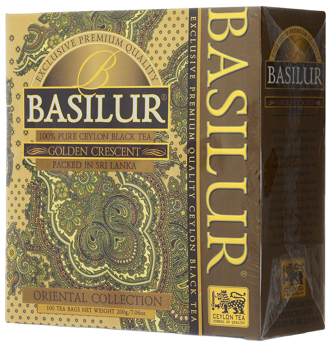 Basilur Golden Crescent черный чай в пакетиках, 100 шт70856-00 Basilur Golden Crescent черный чай в пакетиках, 100 шт70856-00Basilur Golden Crescent - черный байховый мелколистовой чай в пакетиках с ярлычками для разовой заварки. Этот классический натуральный цейлонский чай сорта Pekoe познакомит вас с настоящими древними традициями чайных плантаций Шри-Ланки.