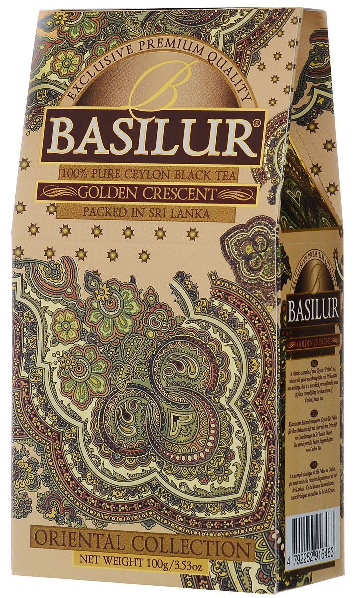 Basilur Golden Crescent черный листовой чай, 100 г70426-00 Basilur Golden Crescent черный листовой чай, 100 г70426-00Basilur Golden Crescent - черный байховый листовой чай. Этот классический натуральный цейлонский чай сорта Pekoe познакомит вас с настоящими древними традициями чайных плантаций Шри-Ланки.
