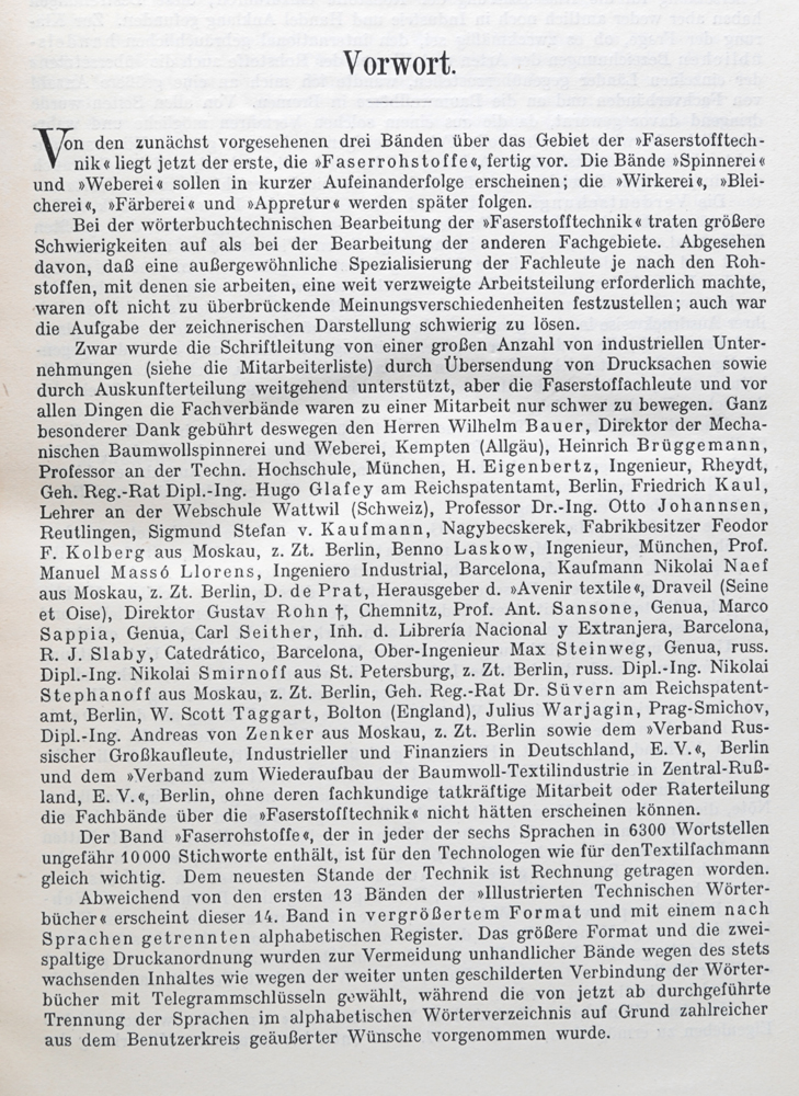 Illustrierte Technische Worterbucher. Band XIV. Faserrohstoffe
