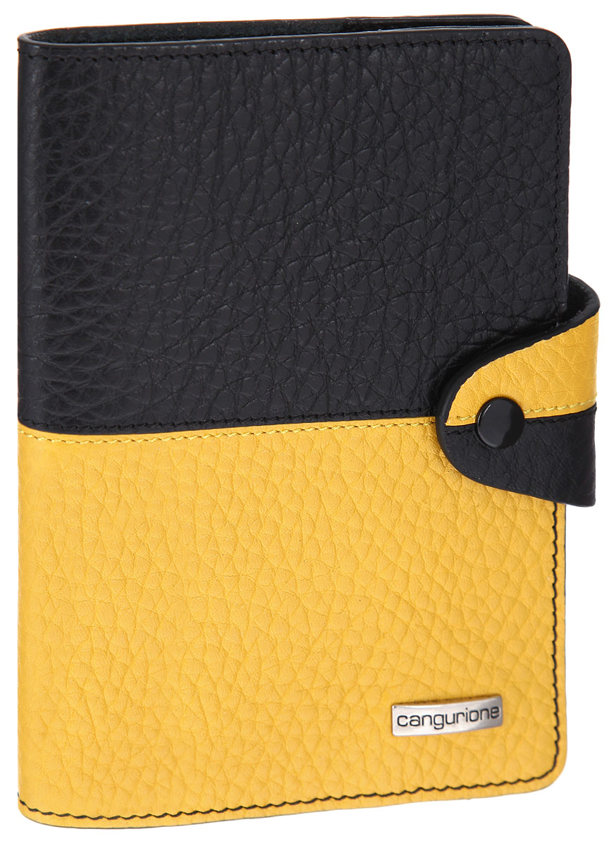 Обложка для паспорта CANGURIONE, цвет: черный, желтый. 3326-F