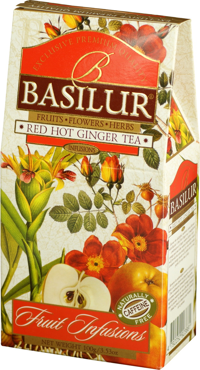 Basilur Red Hot Ginger Tea фруктовый листовой чай, 100 г70880-00 Basilur Red Hot Ginger Tea фруктовый листовой чай, 100 г70880-00Насладитесь восхитительными азиатскими ароматами с Basilur Red Hot Ginger Tea. Великолепное сочетание имбиря, яблока, пикантной апельсиновой корки и других компонентов чая, которые обеспечат вас дополнительной энергией. Этот чай - природный источник энергии, который необходимо употреблять в горячем или холодном виде, идеально подходит для любого времени суток.