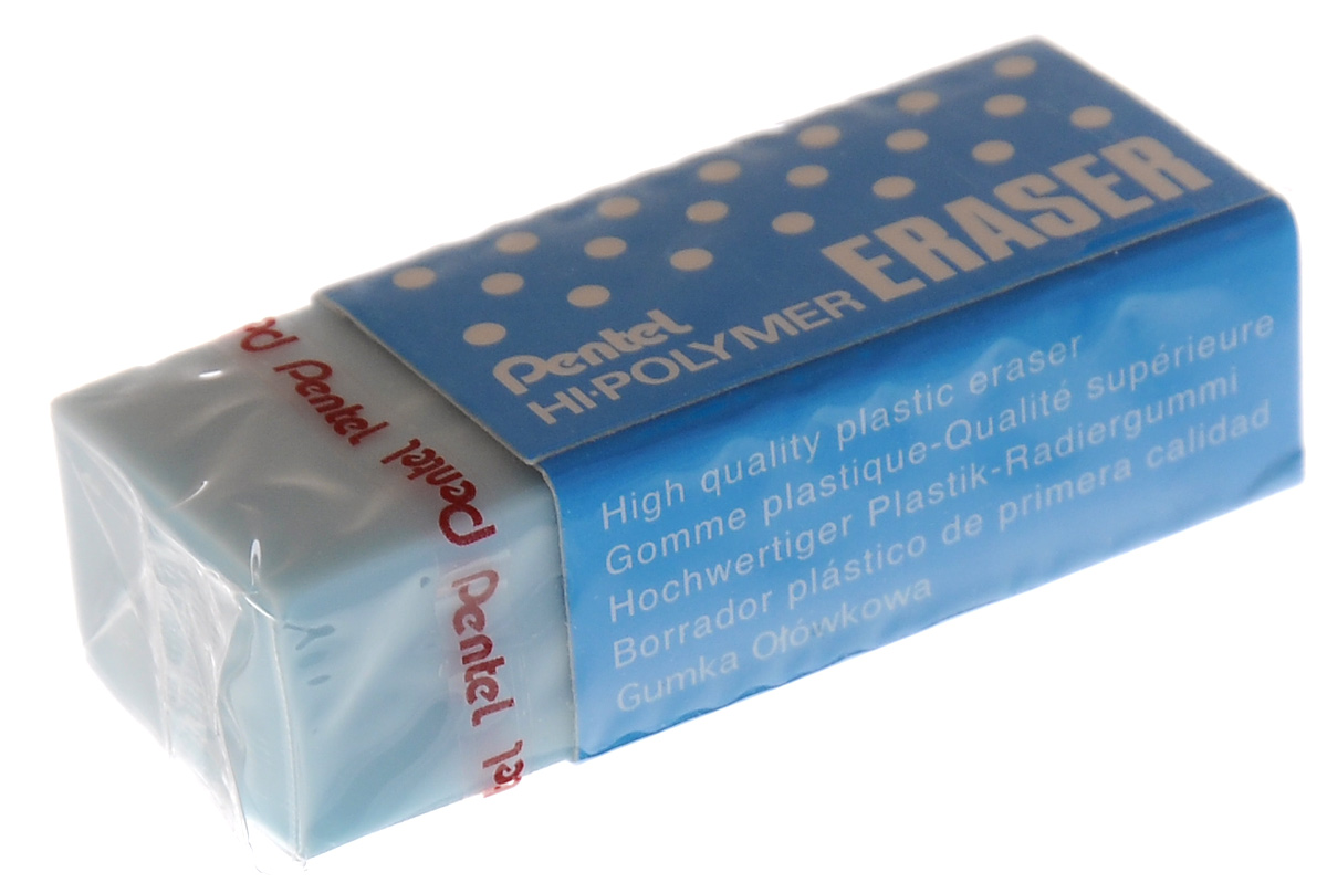 Pentel Ластик Eraser, цвет: голубойPZEH-05CM_голубой Pentel Ластик Eraser, цвет: голубойPZEH-05CM_голубойВысокополимерный ластик Pentel станет незаменимым аксессуаром на рабочем столе не только школьника или студента, но и офисного работника. Ластик обеспечивает мягкое и легкое стирание не за счет трения, как обычные каучуковые ластики, а за счет присутствия в составе микрокапсул специального растворяющего вещества. Не повреждает бумагу даже при многократном стирании.