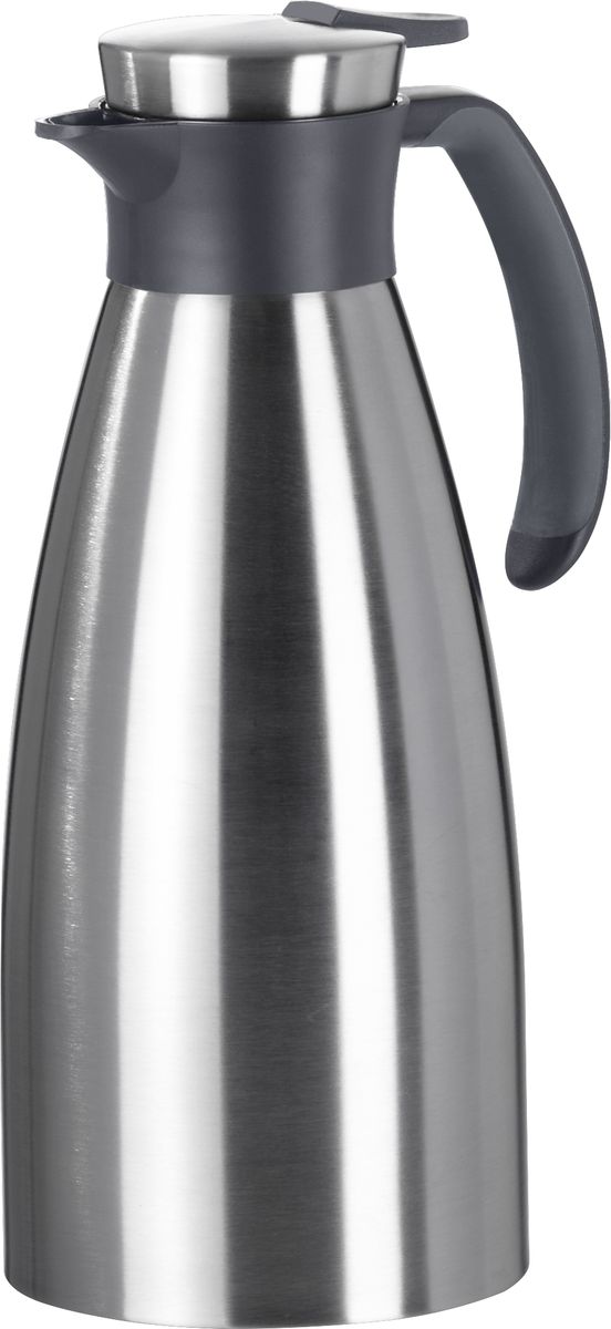 Термос-кофейник Emsa Soft Grip, 1,5 л514499 Термос-кофейник Emsa Soft Grip, 1,5 л514499Термос-кофейник Emsa Soft Grip имеет матовый корпус, выполненный из нержавеющей стали. Ручка, декоративное кольцо и носик выполнены из высококачественного пластика. Колба выполнена из нержавеющей стали. Как и все термокофейники EMSA, эта модель имеет 5-ти слойную систему изоляции X-SAFE. Рычаг крышки располагается удобно под рукой, он не нагревается и легко открывается под небольшим давлением. Ручка имеет эргономичную форму, легко ложиться в руку и приятна на ощупь. Обладая прекрасными тепловыми качествами такая модель прекрасно сохраняет температуру горячих и холодных напитков. Диаметр дна: 12 см.Диаметр горлышка: 7,2 см.Высота термоса: 28 см.Время сохранения холода: 24 ч.Время сохранения тепла: 12 ч.
