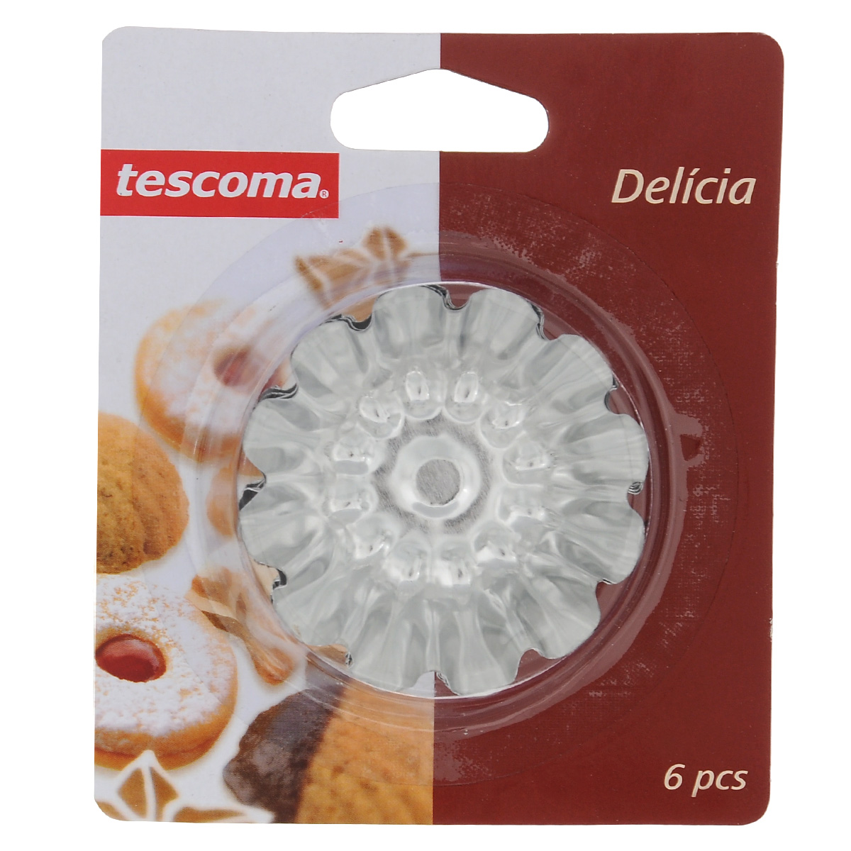 Набор форм для выпечки Tescoma Delicia, с антипригарным покрытием, 6 шт631520 Набор форм для выпечки Tescoma Delicia, с антипригарным покрытием, 6 шт631520Набор для выпечки Tescoma Delicia состоит из 6 круглых форм с волнистыми рельефными краями. Изделия выполнены из высококачественного металла с антипригарным покрытием, которое предотвращает прилипание пищи. Это позволит легко извлечь выпечку из формы, просто перевернув ее. Формы идеально подходят для приготовления кексов, сладкого, соленого печенья и других десертов. После использования вымойте и вытрите формы.Нельзя использовать в посудомоечной машине.Комплектация: 6 шт.Высота стенок: 2,2 см.