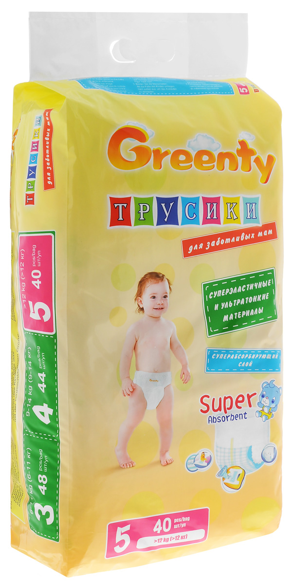 Greenty Подгузники-трусики от 12 кг 40 шт подгузники детские greenty одноразовые подгузники трусики greenty 4 9 14 кг 44 шт