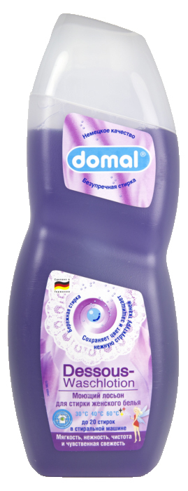Моющий лосьон для стирки женского белья Domal, 750 млALD1006/112001 Моющий лосьон для стирки женского белья Domal, 750 млALD1006/112001Моющий лосьон Domal предназначен для мягкой и бережной стирки женского белья, тонких чулок и нежных аксессуаров. Лосьон гарантирует безупречное качество стирки, ухаживает и защищает нежные ткани от повреждений, сохраняет яркость и насыщенность цвета, предотвращает появление серости, придает белью мягкость и чувственную свежесть. Регулярное использование лосьона надолго сохранит первоначальный вид белья. Предназначен для всех типов стиральных машин и ручной стирки при температуре от 30°С до 60°С. Содержит добавки, препятствующие образованию накипи. Состав: 5-15% анионные ПАВ, Товар сертифицирован.