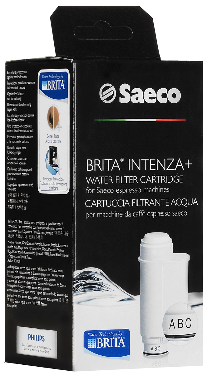 Philips Saeco CA6702/00 Brita Intenza+ фильтр для водыCA6702/00 Philips Saeco CA6702/00 Brita Intenza+ фильтр для водыCA6702/00Инновационный картридж фильтра для воды Philips 6702/00 Brita Intenza + специально разработан для зашиты Вашей любимой эспрессо-кофемашимы Philips Seaco. Он идеально фильтрует воду, усиливая аромат и сохраняя безупречный вкус кофе.Чистая фильтрованная вода для более богатого аромата: Вода - это незаменимый ингредиент, без которого не получится приготовить кофе. Для превосходного вкуса напитка необходимо проводить качественную фильтрацию воды. Именно поэтому все эспрессо-кофемашины Saeco могут быть дополнительно оснащены инновационным фильтром для воды Intenza+. Компания Philips разработала этот фильтр совместно с компанией Brita - ведущим поставщиком бытовых фильтров для воды во всем мире. Просто установите уровень жесткости воды, и передовая технология сделает все остальное. Результат - идеальная вода для приготовления невероятно ароматного эспрессо. Параметры настройки для выбора степени насыщенности аромата: Настройки этой системы можно изменить для создания оптимальной насыщенности аромата кофе в зависимости от ваших личных предпочтений. Защищает систему от накопления накипи:Фильтр для воды Intenza+ помогает защитить кофемашину от образования известкового осадка, который ухудшает вкус и аромат вашего кофе. Система Click & Go: Этот картридж фильтра для воды легко устанавливается в резервуар и готов к использованию менее чем через полминуты. Может использоваться со всеми устройствами Saeco (кроме Saeco Vienna): Совместимо с: A Modo Mio Lavazza, Exprelia, Incanto Base/De Luxe, Intellia, Nina (ручные), Odea, Poemia (ручные), Primea, Royal Old & 2011, Syntia (все модели), Talea (все модели), Xeasy 2011, Xelsis, Xsmall, Gaggia Accademia, Gaggia Unica, Gaggia Platinum, Gaggia Brera, My Coffee Spidem. Более эффективный процесс приготовления: Фильтр для воды обеспечивает неизменную температуру и постоянное давление, необходимое для приготовления кофе, и повышает производительность вашей эспрессо-кофемашины. Чистая вода продлевает срок службы эспрессо-кофемашины: Фильтр для воды продлевает срок службы эспрессо-кофемашины и обеспечивает длительное наслаждение превосходным вкусом кофе.Готов к использованию за 30 секунд: Для приготовления кофе с оптимальным вкусом и постоянной защиты вашей эспрессо-кофемашины необходимо регулярно менять картридж. Рекомендуемая частота замены картриджа - раз в два месяца.