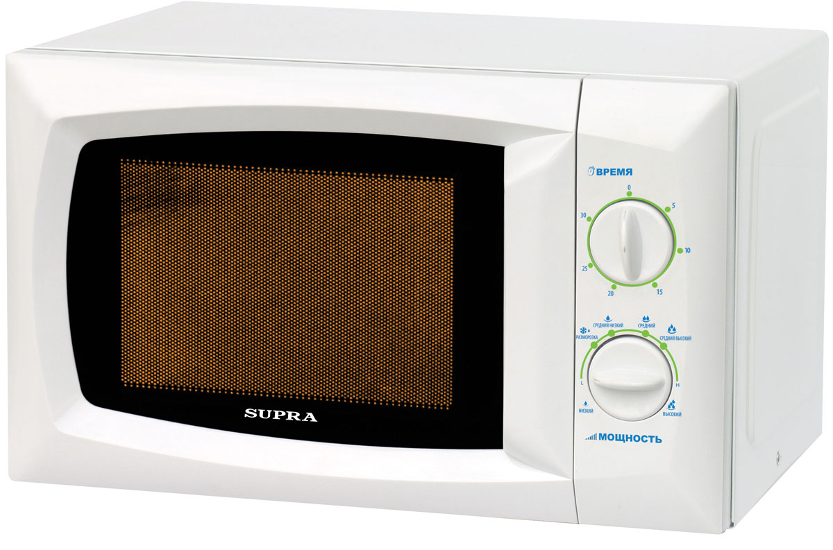Supra MWS-1814MW СВЧ-печьMWS-1814MW Supra MWS-1814MW СВЧ-печьMWS-1814MWСВЧ-печь SUPRA MWS-1814MW имеет механическое управление, 6 режимов тепловой обработки продуктов, таймер на 30 минут со звуковым сигналом. Также присутствует функция размораживания и специальное покрытие внутренней камеры, обеспечивающее легкость мытья и чистки.