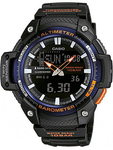 Часы наручные Casio, цвет: черный, синий, оранжевый. SGW-450H-2B