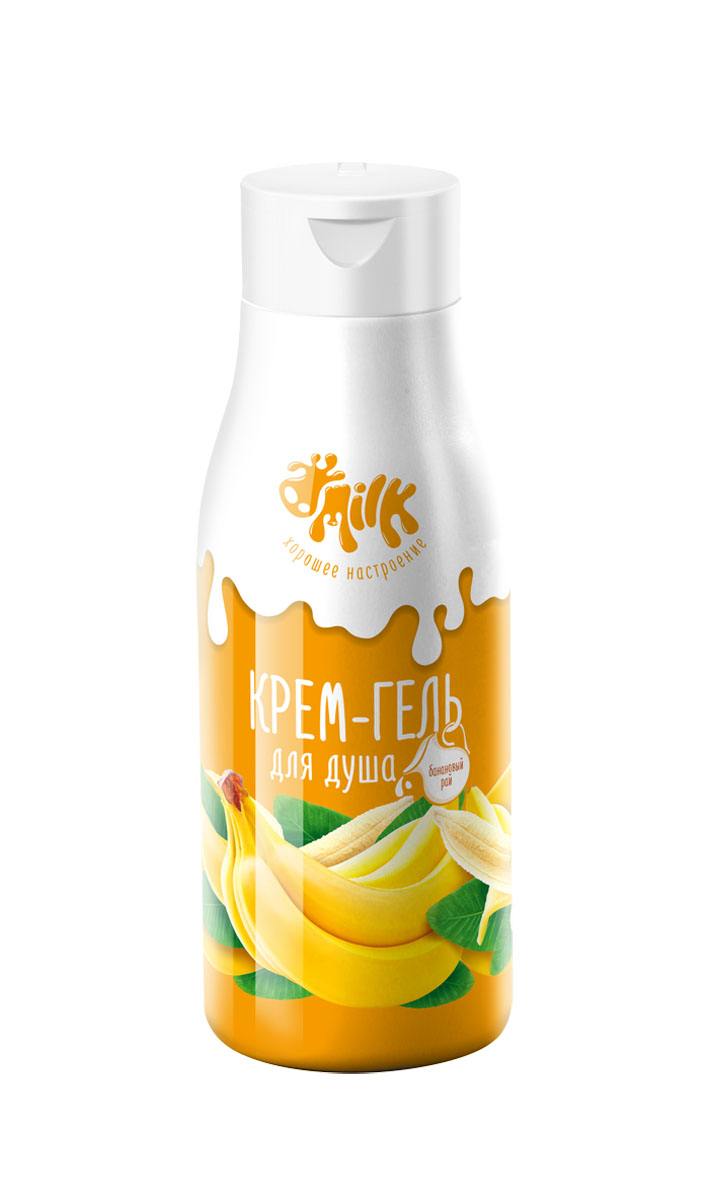 Milk Крем-гель для душа Банановый рай, 500 мл09489 Milk Крем-гель для душа Банановый рай, 500 мл09489Яркое настроение и бережный уход за кожей в одном флаконе! Воздушная кремовая текстура легко наносится на кожу, бережно очищает и насыщает ее полезными микроэлементами и витаминами. Натуральные экстракты молока и спелого банана усиливают действие крем-геля, благодаря чему Ваша кожа становится более мягкой и гладкой. Нежный аромат бананового молока создает ощущение комфорта и наполняет кожу легкими фруктовыми нотами. Хорошего настроения!