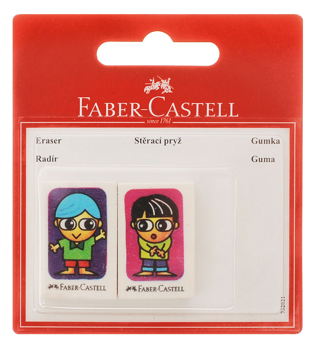 Faber-Castell Ластик Друзья 2 шт263311 Faber-Castell Ластик Друзья 2 шт263311Ластик Faber-Castell Друзья с изображением двух друзей, по одному на каждом ластике, не содержит ПВХ, пригоден для графитных простых и цветных карандашей. Размеры ластика: 3,5 см х 2,2 см х 0,5 см. В комплекте 2 ластика.УВАЖАЕМЫЕ КЛИЕНТЫ!Обращаем ваше внимание на тот факт, что комплектация может отличаться от представленной на фото и зависит от наличия на складе.