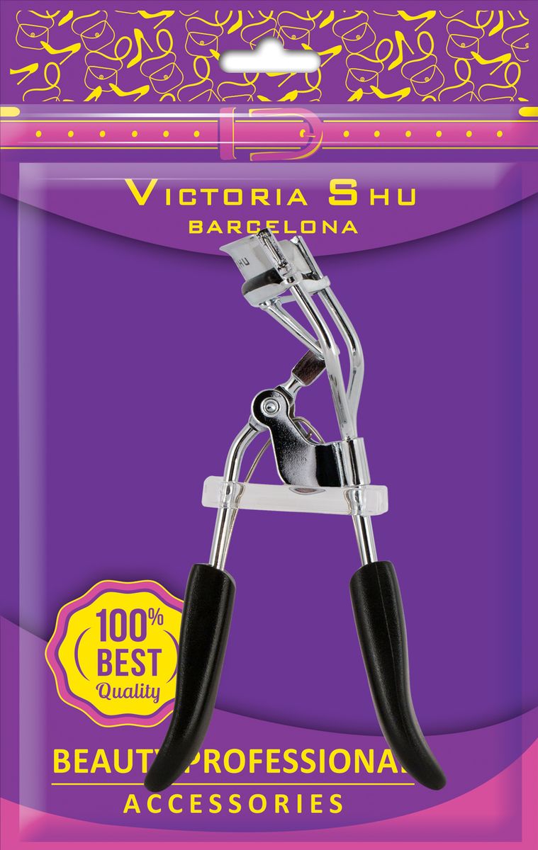 Victoria Shu Щипчики для завивки ресниц хромированные на пружине с запасными резиновыми прокладками M411, 38 г