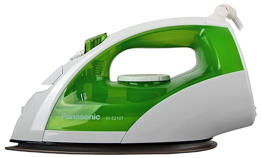 Panasonic NI-P210TGTW утюгNI-P210TGTW Panasonic NI-P210TGTW утюгNI-P210TGTWСтильное сочетание белого цвета с зеленым на корпусе утюга с подачей пара Panasonic NI-E210TGTW позволит создать пользователю отличное настроение, приятные тактильные и зрительные ощущения. Широкая удобная для захвата ручка в сочетании со свободно вращающимся на 360 градусов электрошнуром создаст максимальный комфорт и удобство в процессе систематической эксплуатации. Регулирование температуры осуществляется при помощи дискового регулятора, что обеспечивает дополнительное удобство. Быструю и удобную глажку обеспечивает универсальная каплевидная форма подошвы, выполненная из высококачественного титана. Наливать воду в резервуар будет легко и просто, благодаря увеличенному отверстию.