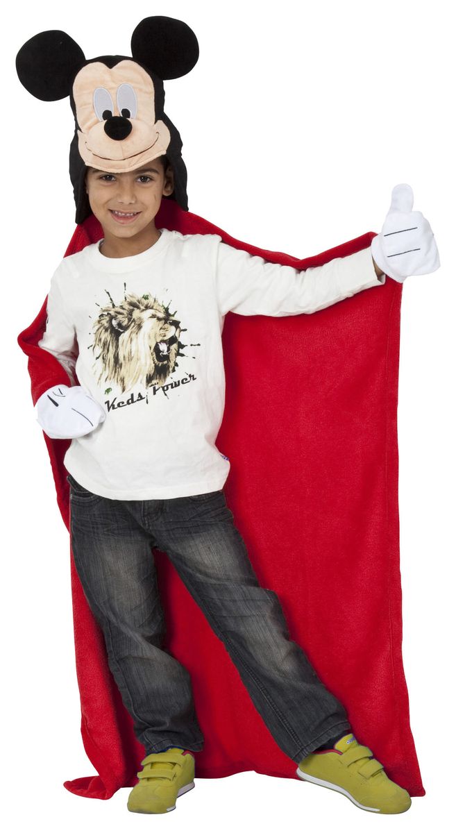 Disney Плед с капюшоном Микки Маус 100 см х 100 см15484 Disney Плед с капюшоном Микки Маус 100 см х 100 см15484Детский плед с капюшоном - удивительная и многофункциональная вещь, от приобретения которой выиграют все. Родители - потому что получают для своих любимых чад тёплое и мягкое покрывало. Дети - потому что мягкий плед может использоваться как накидка или пончо, а это отличная возможность преобразиться из мальчика или девочки в любимого героя.Данная текстильная продукция занимает высокие позиции на потребительском рынке благодаря своим оригинальным дизайнам и безопасным материалам.