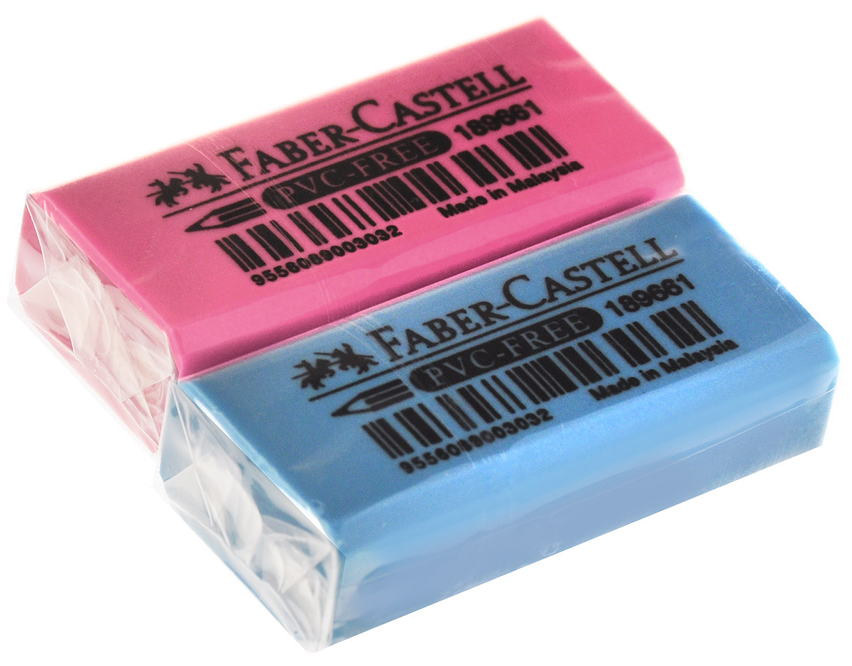 Faber-Castell Ластик флуоресцентный цвет розовый голубой 2 шт263397_розовый, голубой Faber-Castell Ластик флуоресцентный цвет розовый голубой 2 шт263397_розовый, голубойЛастик флуоресцентный Faber-Castell станет незаменимым аксессуаром на рабочем столе не только школьника или студента, но и офисного работника. Аккуратный и не оставляет грязных разводов. Кроме того высококачественный ластик не содержит ПВХ. Не повреждает бумагу даже при многократном стирании.