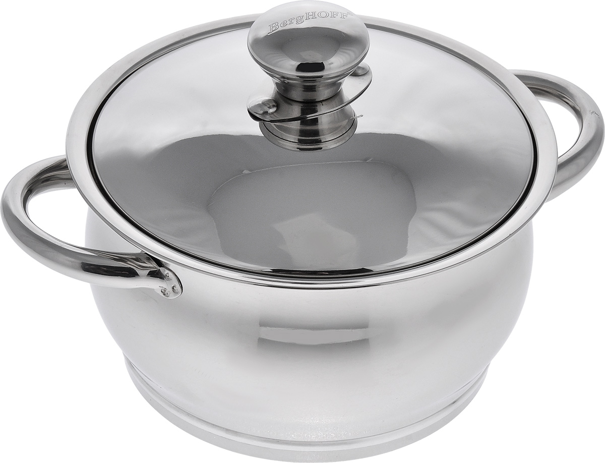 Кастрюля BergHOFF Zeno с крышкой, 2 л1101118 Кастрюля BergHOFF Zeno с крышкой, 2 л1101118Кастрюля BergHOFF Zeno выполнена из высококачественной нержавеющей стали 18/10, которая обладает бактериостатическими свойствами. Сталь 18/10 - один из наиболее тонких и сбалансированных сплавов, используемых во всем мире, который гарантирует высокую химическую нейтральность к пище. Зеркальная полировка снаружи и внутри изделия обеспечивает превосходные антикоррозионные свойства материала (так как подобно пленке защищает внешнюю поверхность и продлевает срок годности посуды), чистоту и гигиену (полное отсутствие в материале пор и микротрещин) и значительно облегчает ее чистку. Термоаккумулирующее дно специальной конструкции с верхним открытым алюминиевым слоем и медным диском позволит теплу быстро и равномерно распределится по всей поверхности дна. Эргономичные ручки обеспечивают безопасный захват и удобство в поднятии изделия, крепятся к кастрюли точечной сваркой. В этой посуде можно готовить современным способом с небольшим количеством воды или без нее. Эта технология отлично подойдет для приготовления диетической пищи и блюд без соли, жарить без добавления жира, максимально сохраняя полезные компоненты продуктов. Подходит для всех типов плит, включая индукционные. Можно использовать в посудомоечной машине. Диаметр кастрюли (по верхнему краю): 16 см. Ширина кастрюли (с учетом ручек): 24 см.Высота стенки: 9,8 см. Толщина стенки: 2 мм. Толщина дна: 4 мм.