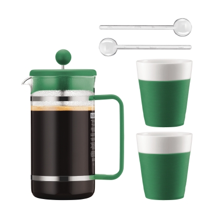 Набор кофейный Bodum Bistro, цвет: зеленый, белый, 5 предметов