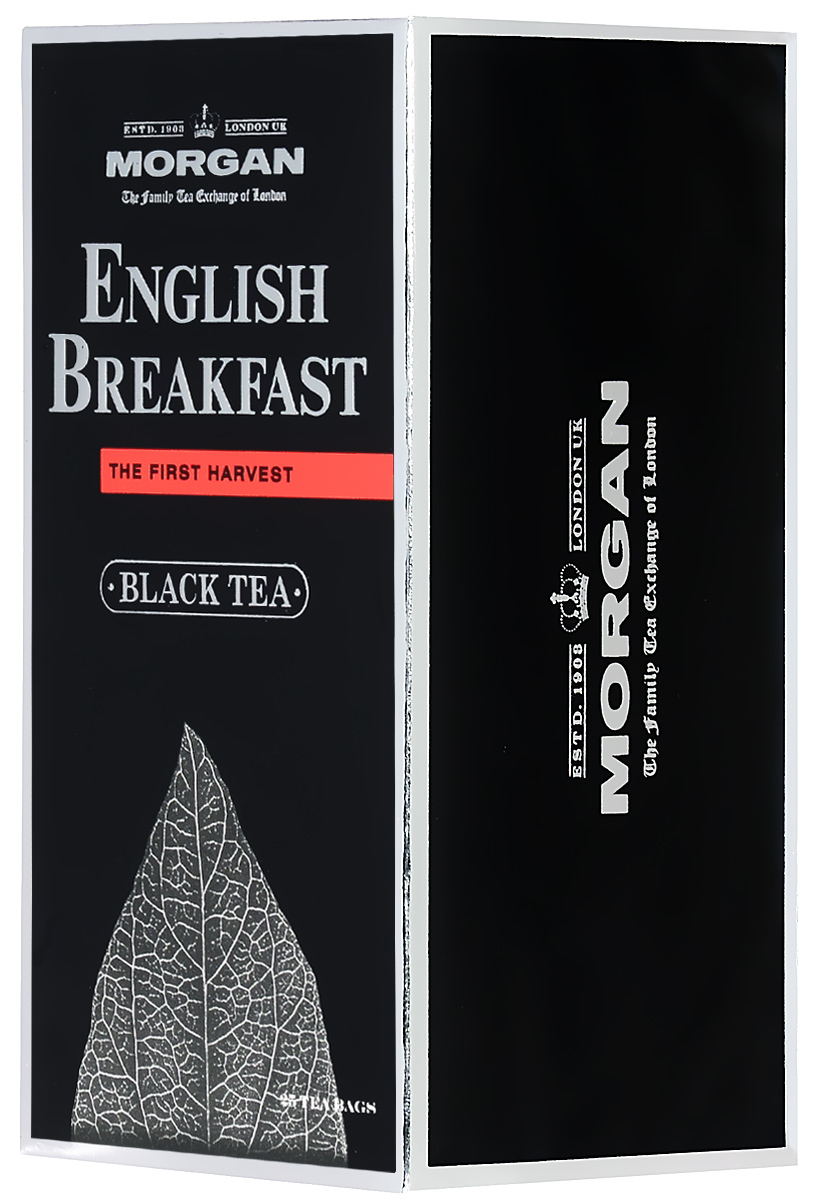 Morgan English Breakfast чай черный в пакетиках, 25 шт4607141334498 Morgan English Breakfast чай черный в пакетиках, 25 шт4607141334498Morgan English Breakfast - классический бленд отборных сортов черного чая. В его составе — крепкий ассам и ароматный чай с острова Шри-Ланка. Этот чай считается самым популярным среди жителей Англии.