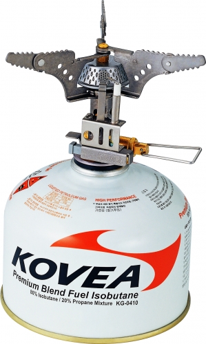 Горелка газовая Kovea Titanium Stove Camp-3 KB-010120-5-032 Горелка газовая Kovea Titanium Stove Camp-3 KB-010120-5-032Газовая горелка Kovea Titanium Stove Camp-3 KB-0101 с пъезоподжигом, очень легкая и компактная, из титана. Разработана специально для людей, которые экономят на весе и объеме. Благодаря наличию пъезоподжига и соотношению цены и качества, это лучшая горелка для экстремальных условий в горах, на сплаве, в сложных велопоходах и везде, где экономится объем и вес. Горелка работает от баллона резьбового стандарта, но возможно и подсоединение к цанговому баллону при помощи адаптера со шлангом Cobra. Комплектация: горелка, пластиковый кофр, инструкция по эксплуатации. Мощность: 1,92 кВт. Вес: 88 г. Расход топлива: 140 г/ч. Размер (в походном положении): 81 мм x 67 мм x 38 мм.Диаметр конфорки: 12 см.