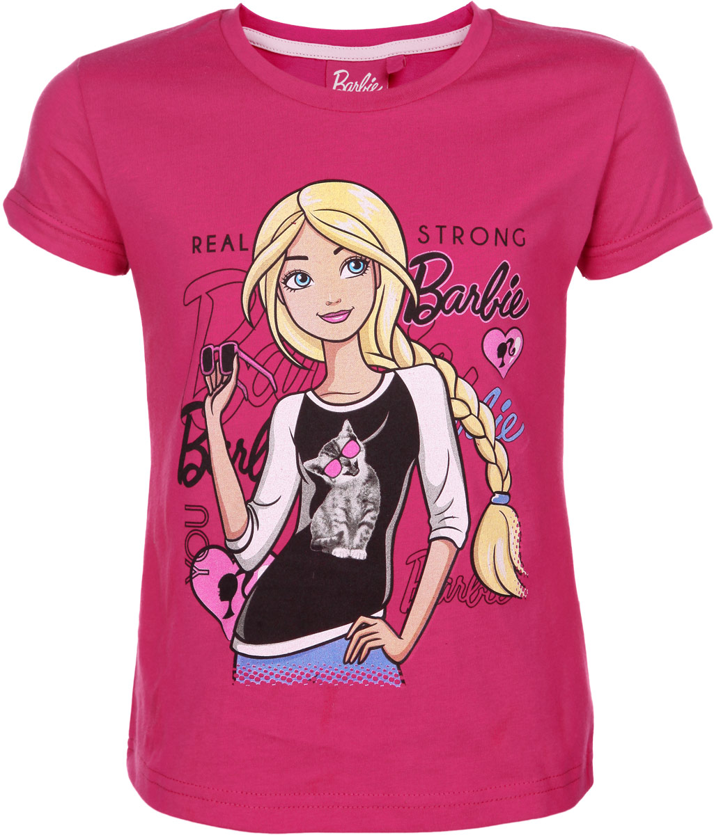 Футболка для девочки Free Age Barbie, цвет: фуксия. ZG 02392-F1. Размер 104, 3-4 годаZG 02392-F1 Футболка для девочки Free Age Barbie, цвет: фуксия. ZG 02392-F1. Размер 104, 3-4 годаZG 02392-F1Футболка для девочки Free Age Barbie, выполненная из натурального хлопка, отлично подойдет маленькой моднице. Изделие не сковывает движения и позволяет коже дышать, обеспечивая наибольший комфорт. Футболка с короткими рукавами и круглым вырезом горловины оформлена термоаппликацией с изображением Барби, а также надписями на английском языке. Вырез горловины дополнен трикотажной эластичной резинкой.Современный дизайн и яркая расцветка делают эту футболку стильным предметом детской одежды. В ней вашей принцессе всегда будет уютно и комфортно.
