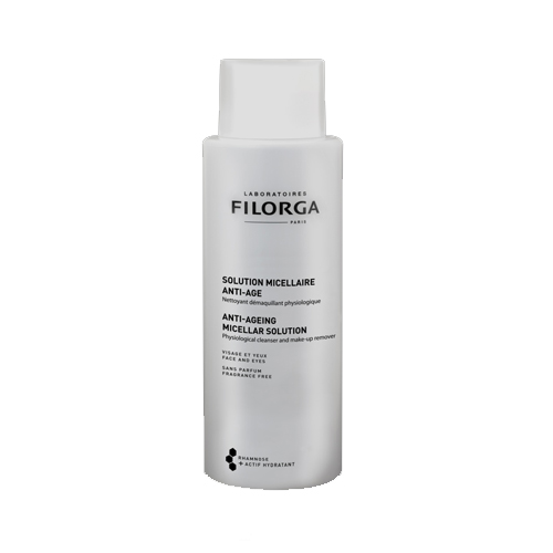 Filorga Мицеллярный раствор Anti-Age 400 млDCGP037 Filorga Мицеллярный раствор Anti-Age 400 млDCGP037Мицеллярный раствор Anti-Age - гармоничное дополнение к средствам марки против старения кожи. Бережно очищает кожу и удаляет макияж без раздражения. Трегалоза способствует сохранению влаги в клетках и обеспечивает коже максимальный комфорт. Полисахарид рамнозы оказывает успокаивающее и восстанавливающее действие, и борется со старением кожи.Удаление макияжа и очищение - это первый и самый важный этап ритуала красоты вашей кожи. Он подготавливает кожу к дальнейшему нанесению средств против старения и повышает эффективность их действия. Эффективность: 100% не раздражает глаза; 73% удаляет макияж, даже водостойкий;95% сохраняет физиологические свойства кожи;91% дарит ощущение комфорта; 77% увлажняет кожу;Тест, проведенный под офтальмологическим контролем на 22 пациентах от 24 до 70 лет: применение 2 раза в день в течение 7 дней, лицо и глаза.Бережно очищает кожу и удаляет макияж без раздражения. Придает ощущение мягкости и бархатистости.