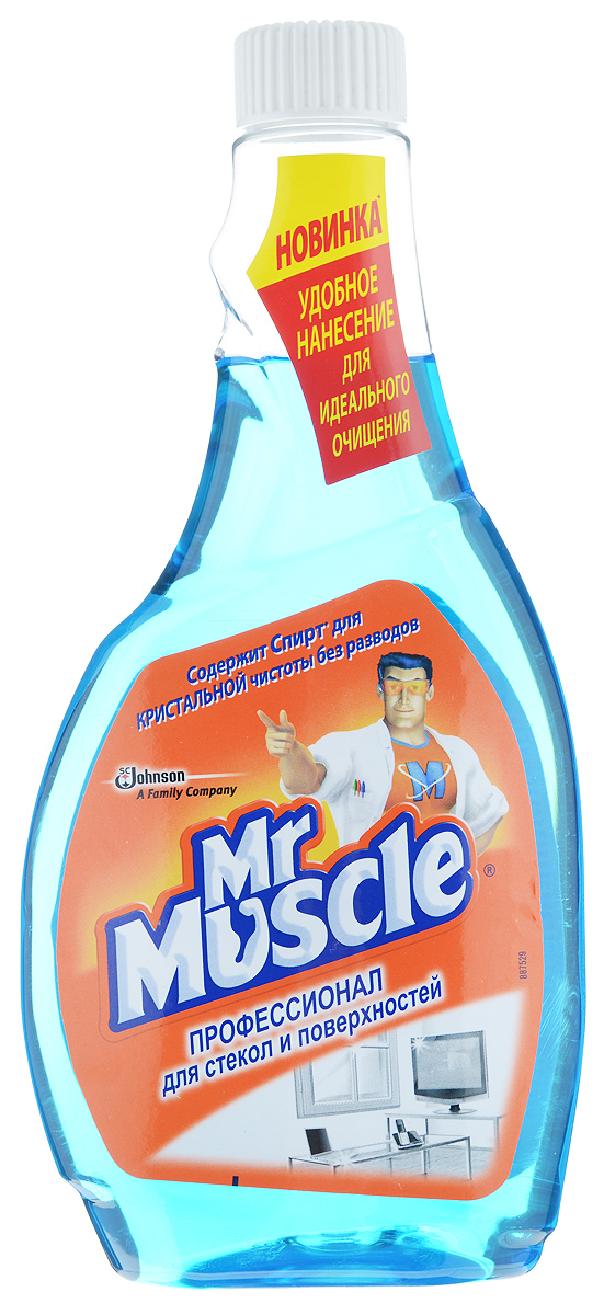 Чистящее средство для стекол и поверхностей Mr. Muscle Профессионал, сменная бутылка, 500 мл678669 Чистящее средство для стекол и поверхностей Mr. Muscle Профессионал, сменная бутылка, 500 мл678669Благодаря входящему в состав изопропиловому спирту, чистящее средство Mr.Muscle Профессионал эффективно удаляет грязь, жир, сажу, минеральные масла, придаетблеск и не оставляет разводов. Идеально подходит для мытья оконного, витринногоавтомобильного стекол, зеркал, кафеля, внешних панелей электробытовых приборов,хромированных поверхностей, поверхностей из нержавеющей стали, поверхностихолодильника. Обладает приятным ароматом лайма.Состав: вода, органический растворитель, н-ПАВ менее5%, изопропиловый спирт, а-ПАВ менее 5%, отдушка, гидроксид аммония, консервант, эмульгатор, красители.Товар сертифицирован.