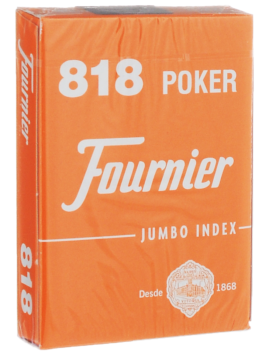 Карты игральные Fournier №818, крупный индекс, цвет: оранжевый, белый, 55 шт
