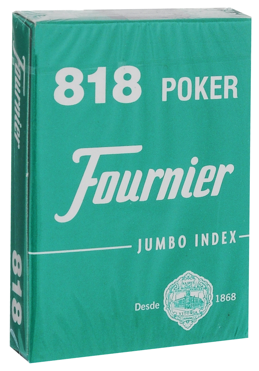 Карты игральные Fournier №818, крупный индекс, цвет: зеленый, белый, 55 шт