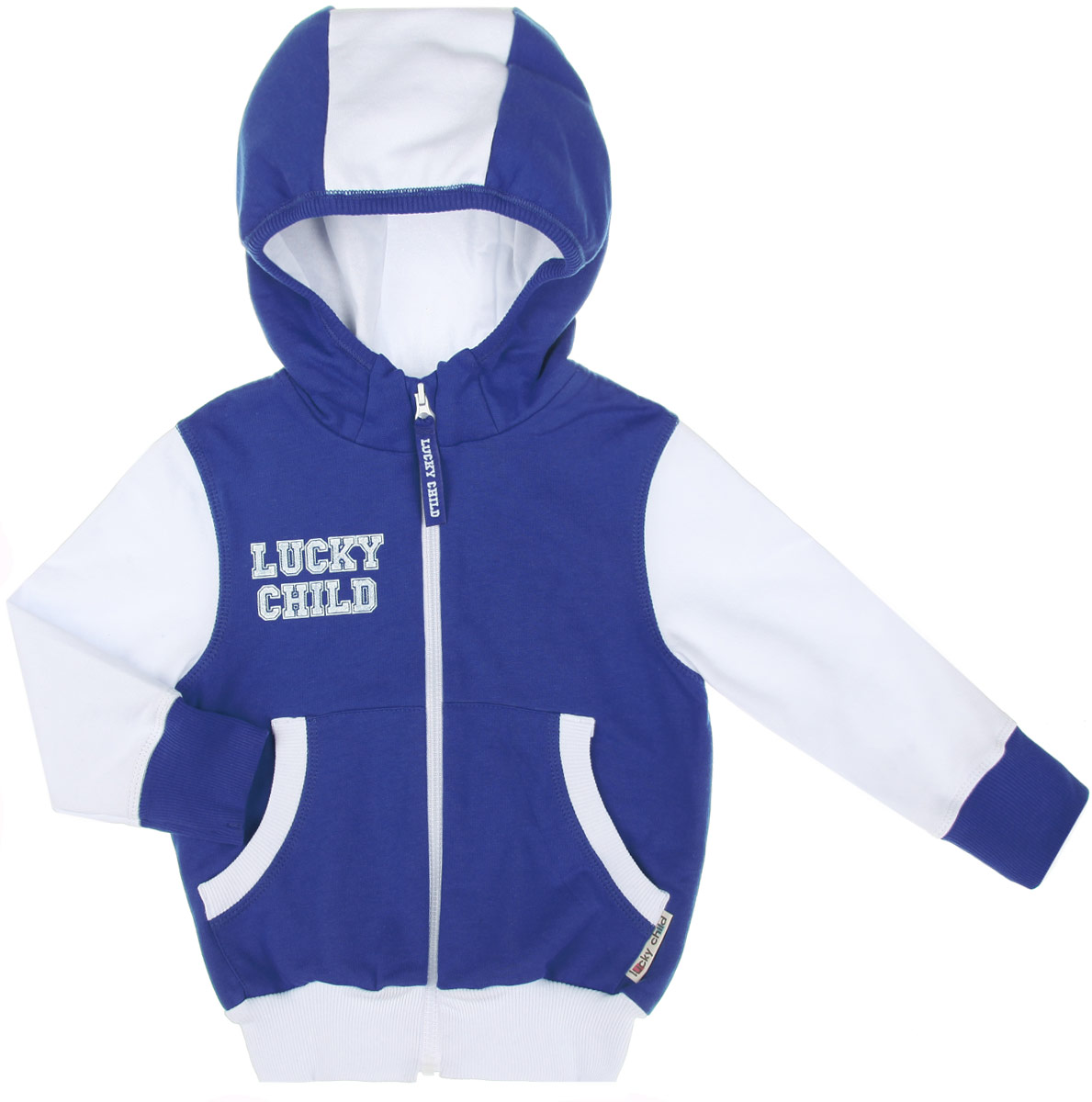 Толстовка детская Lucky Child, цвет: синий, белый. 8-19. Размер 80/86, 12-18 месяцев