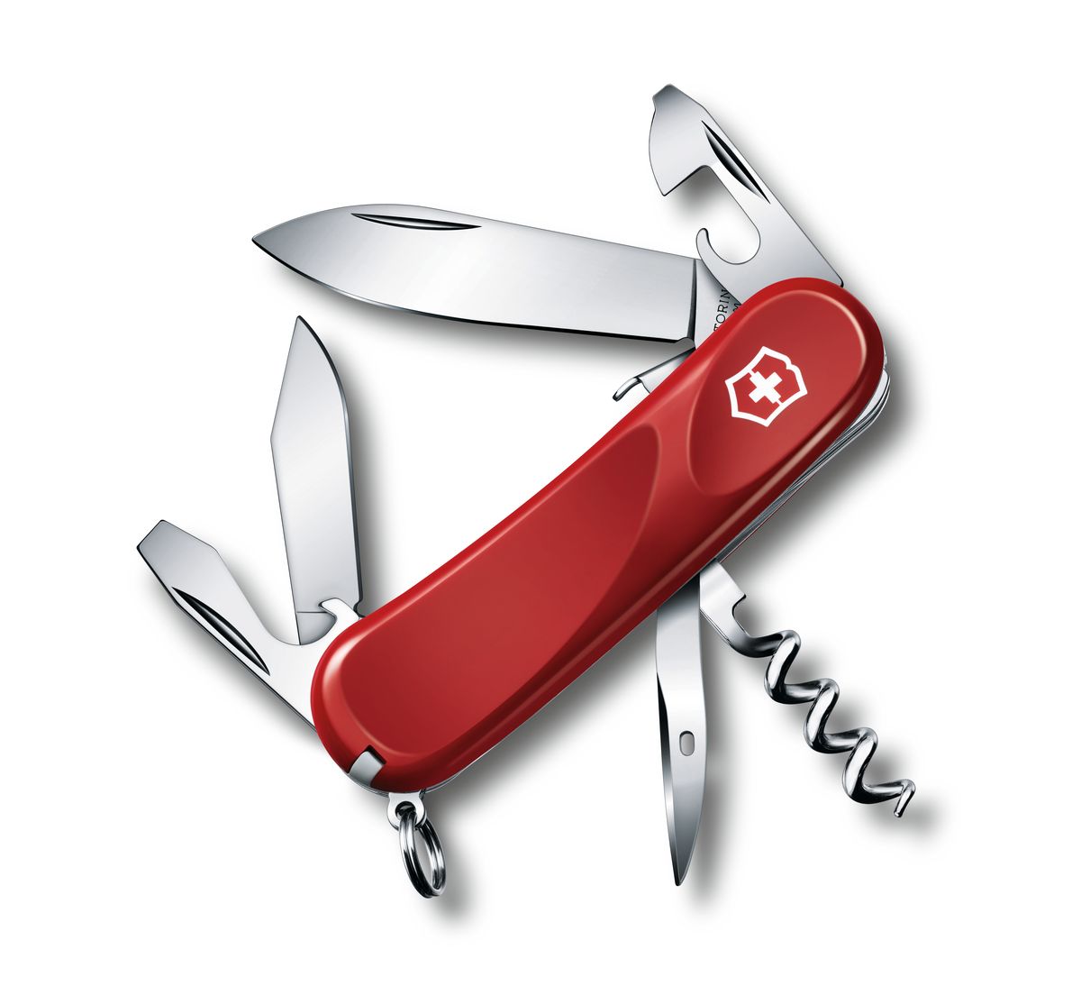 Нож перочинный Victorinox Evolution S101, 12 функций, цвет: красный, длина 8,5 см2.3603.SE Нож перочинный Victorinox Evolution S101, 12 функций, цвет: красный, длина 8,5 см2.3603.SEСкладной нож Victorinox Evolution S101 пригодиться в походе . Изделие представляет собой компактный многофункциональный инструмент. Все инструменты в закрытом виде располагаются в рукояти, каждый в своей ячейке или специальных пазах. Рукоять ножа удобна тем, что ее поверхность профилирована. Главное лезвие ножа имеет специальный фиксатор, что является страховкой от самопроизвольного складывания и травмирования рук. Для закрывания ножа используется специальный рычаг. Все функциональные элементы данной модели ножа сделаны из высококачественной стали, а потому не требуют особого за собой ухода. Функции ножа: - Фиксирующееся лезвие.- Малое лезвие.- Консервный нож с малой отверткой.- Открывалка для бутылок.- Фиксирующейся отвертка.- Инструментом для снятия изоляции.- Штопор.- Шило, кернер.- Кольцо для ключей.- Пинцет.- Зубочистка.