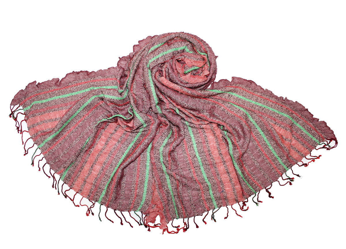 Палантин Ethnica, цвет: бордовый, коралловый, мятный. 483200н. Размер 70 х 180 см