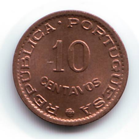 Монета номиналом 10 сентаво. Мозамбик, 1960 год