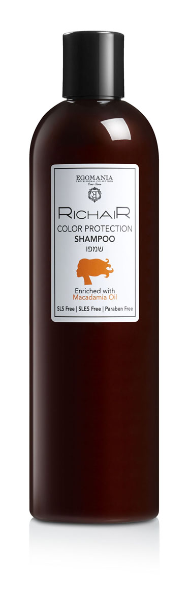 Egomania Professional Collection Шампунь «Richair» защита цвета с маслом макадамии 400 мл499089 Egomania Professional Collection Шампунь «Richair» защита цвета с маслом макадамии 400 мл499089Шампунь мягко очищает и одновременно защищает окрашенные волосы, обеспечивает свежесть цвета по всей длине до следующего окрашивания волос.