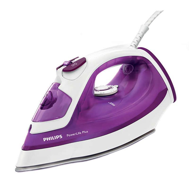 Philips GC2982/30 PowerLife Plus, White Violet утюгGC2982/30 Philips GC2982/30 PowerLife Plus, White Violet утюгGC2982/30Паровой утюг Philips PowerLife Plus обеспечивает великолепные результаты глажения день за днем — превосходные характеристики благодаря новой подошве SteamGlide, постоянной мощной подаче пара, удобной функции очистки от накипи для оптимальной подачи пара надолго и подставке для дополнительной устойчивости в вертикальном положении.Подошва SteamGlide — идеальная подошва от Philips для вашего парового утюга. Идеально скользящая, легкоочищаемая поверхность, устойчивая к появлению царапин.Этот паровой утюг Philips оснащен системой капля-стоп, поэтому вы сможете гладить даже деликатные ткани при низкой температуре, не беспокоясь о появлении пятен воды на одежды.Этот мощный утюг быстро нагревается и поддерживает необходимую температуру во время глажения, что облегчает разглаживание складок.Ползунок очистки от накипи упрощает удаление накипи из утюга. Для максимальной эффективности работы утюга Philips необходимо проводить очистку от накипи 1 раз в месяц.Утюг снабжен специальной широкой подставкой для дополнительной устойчивости прибора в вертикальном положении.