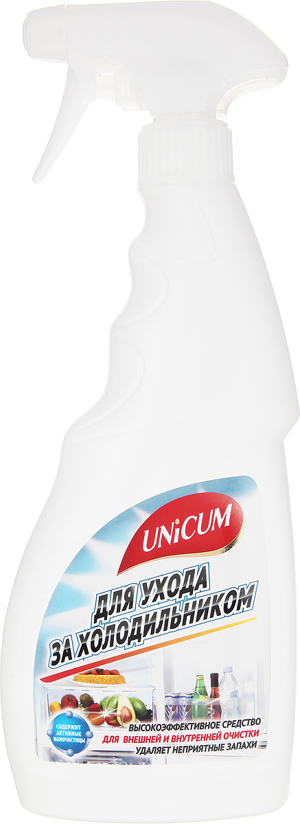 Средство для ухода за холодильником Unicum, 500 мл300292 Средство для ухода за холодильником Unicum, 500 мл300292Высокоэффективное средство Unicum для внешней и внутренней очистки холодильника, встроенного и настольного кухонного оборудования и кухонной мебели. Средство бережно очищает все виды декоративных и гигиенических водостойких покрытий, включая пластики, ламинат, алюминий, лакированное дерево и нержавеющую сталь. Удаляет неприятные запахи, предотвращает появление плесени и размножение бактерий в труднодоступных местах и оставляет защитный слой, препятствующий последующим загрязнениям.Состав: деминерализованная вода, НПАВ <5%, модификатор поверхности <5%, противогрибковое средство <5%, ароматизатор <5%, консервант <5%, растворитель <5%.