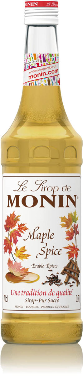 Monin Кленовый сироп, 0,7 лSMONN0-000074 Monin Кленовый сироп, 0,7 лSMONN0-000074Сиропы Monin выпускает одноименная французская марка, которая известна как лидирующий производитель алкогольных и безалкогольных сиропов в мире. В 1912 году во французском городке Бурже девятнадцатилетний предприниматель Джордж Монин основал собственную компанию, которая специализировалась на производстве вин, ликеров и сиропов. Место для завода было выбрано не случайно: город Бурже находился в непосредственной близости от крупных сельскохозяйственных районов — главных поставщиков свежих ягод и фруктов. Эксперты всего мира сходятся во мнении, что сиропы Monin — это законодатели мод в миксологии. Ассортимент французской марки на сегодняшний день является самым широким и насчитывает полторы сотни уникальных вкусовых решений. В каталоге компании можно найти как классические вкусы для кофейных напитков (шоколадный, ванильный, ореховый и другие сиропы), так и весьма экзотические варианты (сиропы со вкусом кокоса, зеленой мяты, тирамису, блю курасао, аниса, грейпфрута, пина колады и т. д.) Отметим, что все сиропы обладают мягкими, деликатными вкусоароматическими характеристиками, что говорит о натуральном составе продуктов.Когда наступает весна, любители вкусных печенек и вафель собираются в походы за кленовым соком. Ведь сироп, сделанный из этого сока, придает нашим любимым лакомствам именно тот вкус, который нам так нравится. Но теперь все изменилось — линейка натуральных сиропов Monin предлагает сироп с кленовым вкусом, который, как и предыдущие, получен из натурального кленового сока. Теперь не стоит ждать весну — она круглый год с вами, а значит, и любимые лакомства тоже всегда рядом. Но данный сироп можно использовать не только в кондитерских изделиях, но и добавлять его в ваш утренний кофе для более глубокого вкуса.