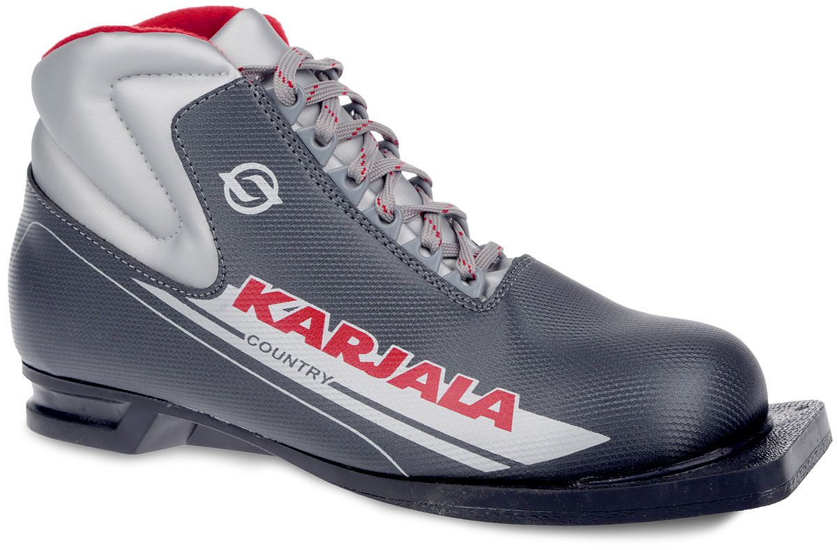 Ботинки лыжные Karjala Country 75, цвет: темно-серый, серебристый, красный. Размер 46
